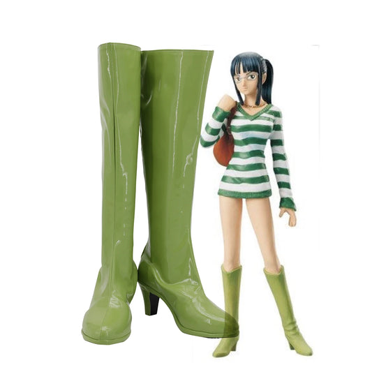 Nico Robin Green Shoes Cosplay One Piece Robin Cosplay Boots High Heel Shoes Custom Made for Unisex