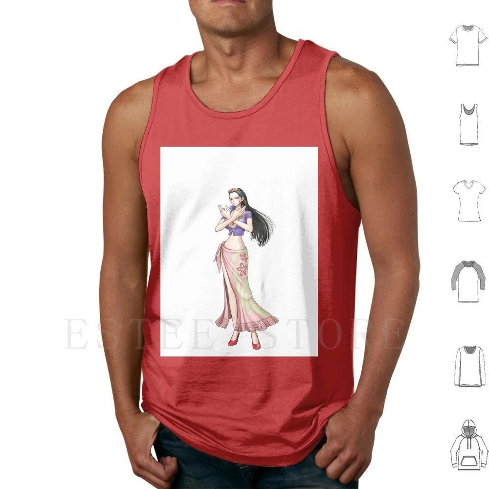 Nico Robin Tank Tops Vest Cotton Mugiwara Luffy Zora Sanji Robin Nami Brook Chopper Franky Jimbei Japan Shonen Manga Anime Oda