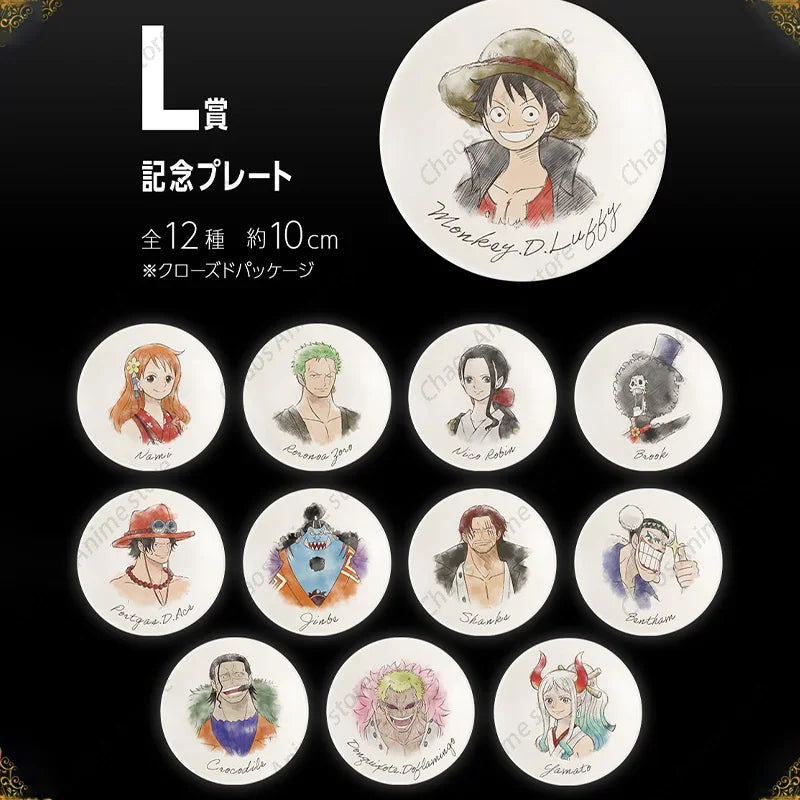 Bandai One Piece Monkey D. Luffy Nico·Robin Ichiban KUJI Anime Figure Ceramic Plate Sauce Dish Tableware Creative Cute Cartoon