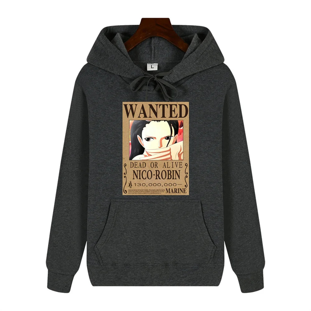 One Piece Nico Robin Wanted Print Autumn/Winter Comfort Thickened men's high quality casual fashion warm street hoodie