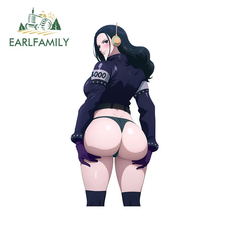 EARLFAMILY 13cm x 6.9cm Nico Robin Big Ass Car Stickers NSFW Ahegao Bikini Beach Ecchi Accessories Hentai Butt Pretty Decal