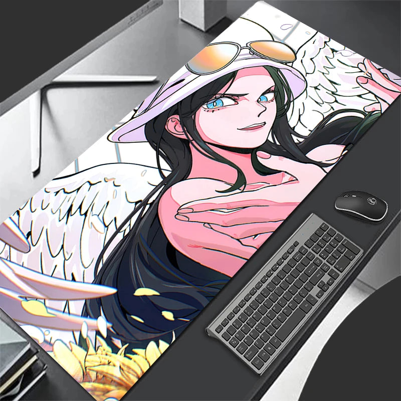 White Wings Keyboard Rug Laptop Japan Anime Gaming Mouse Pad XXL O-one P-piece Mousepad PC New Nico Robin Gamer Cabinet Desk Mat