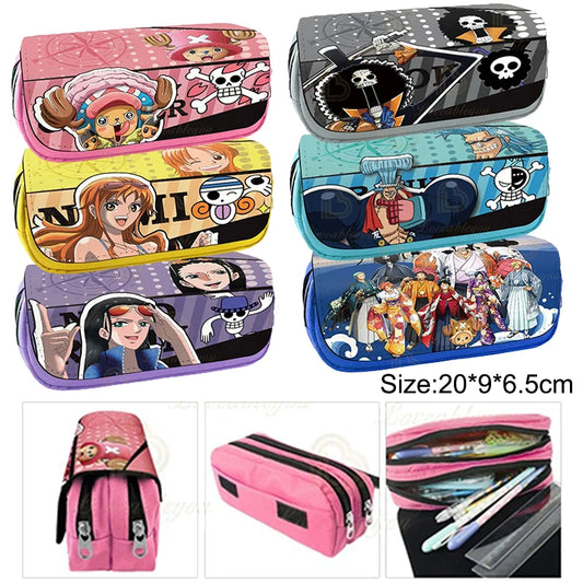 Shanks Nico Robin One Piece Luffy Pencil Bags Nami Colorful Boys Girls Capacity School Students Cartoon Waterproof School Bags