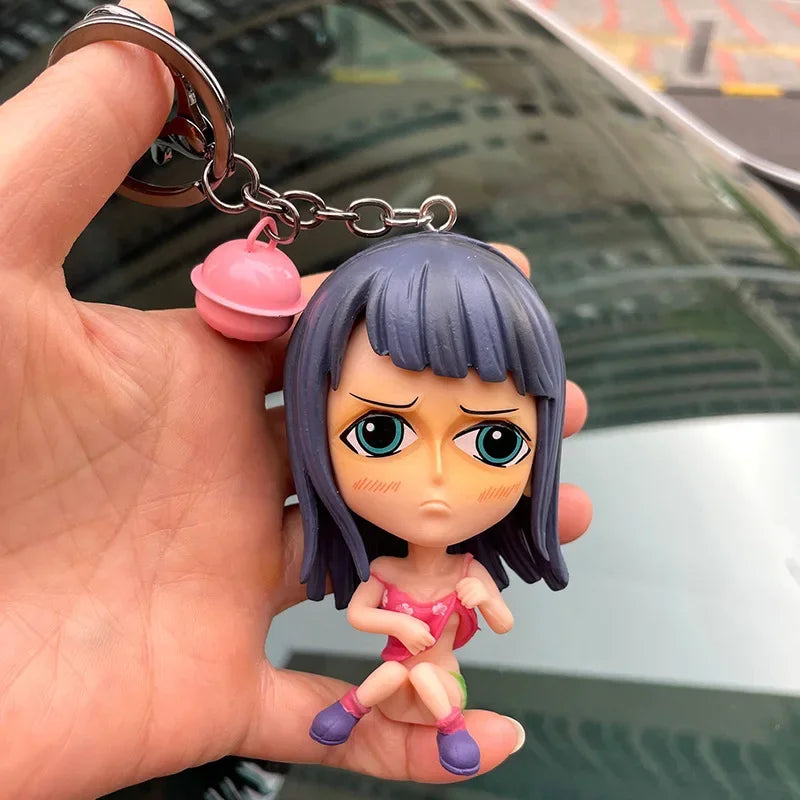 One Piece Anime Figure Keychain Luffy Boa Hancock Nico Robin Cute Doll Bag Pendant Zoro PVC Collectible Car Decoration Gifts