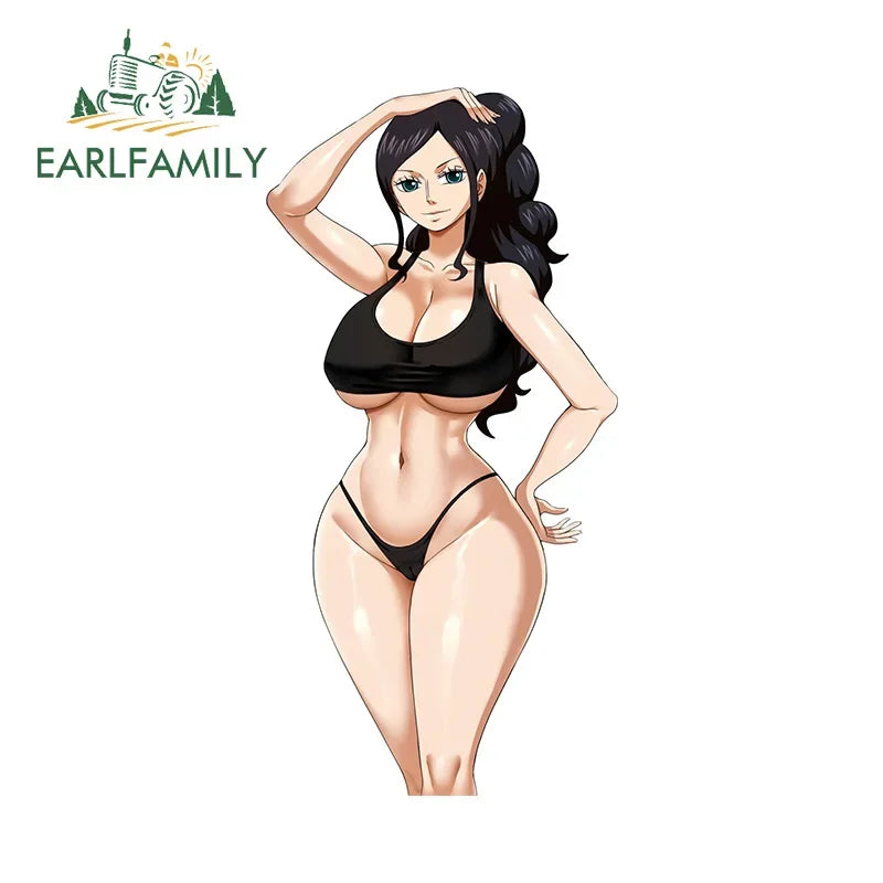 EARLFAMILY 13cm x 6.9cm Nico Robin Big Ass Car Stickers NSFW Ahegao Bikini Beach Ecchi Accessories Hentai Butt Pretty Decal