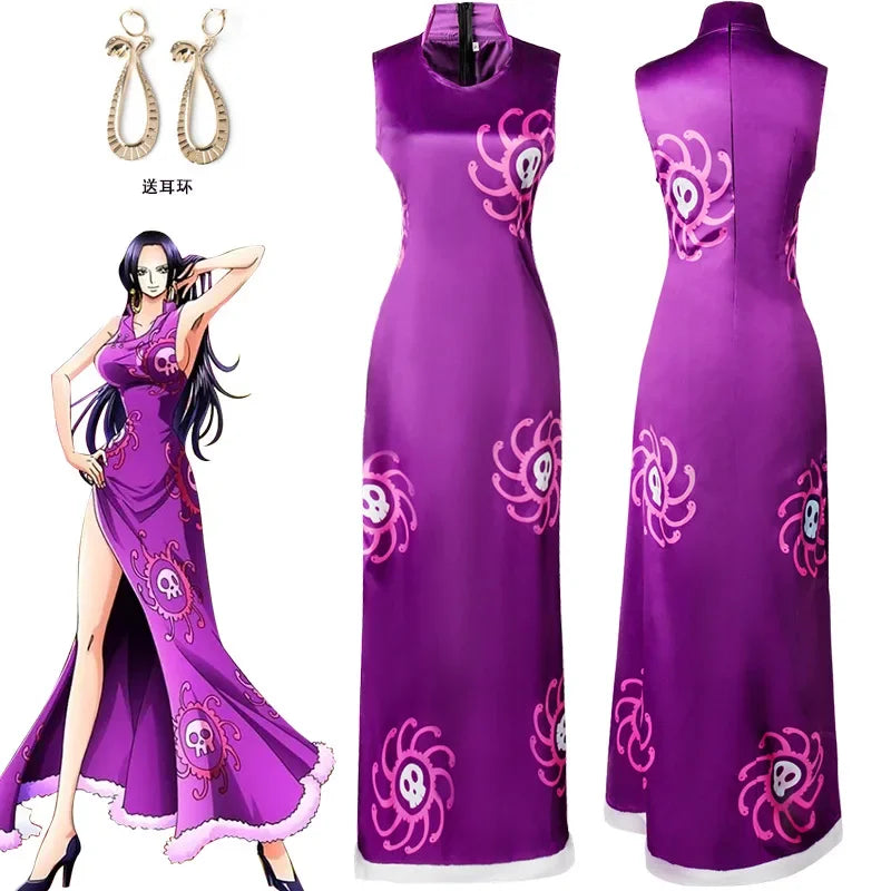 Anime Boa Hancock Cosplay Costumes Sexy Empire Kimono Dress Uniform Robin Cosplay Halloween Costumes for Women Girls