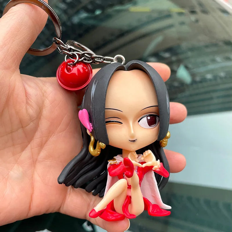 One Piece Anime Figure Keychain Luffy Boa Hancock Nico Robin Cute Doll Bag Pendant Zoro PVC Collectible Car Decoration Gifts