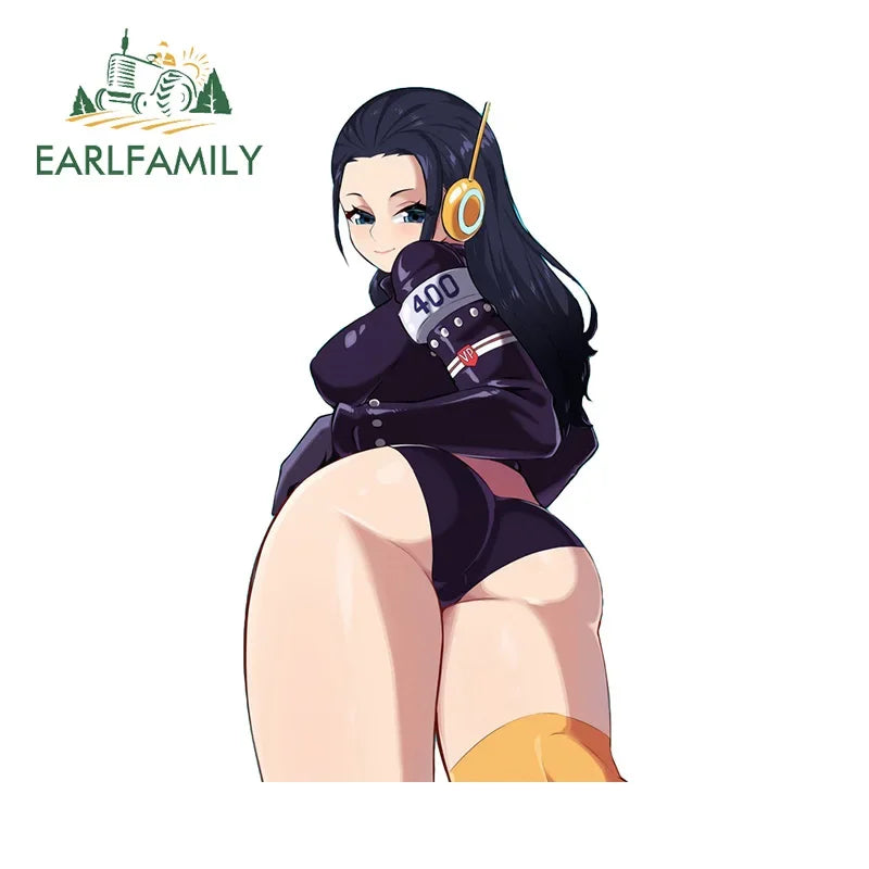 EARLFAMILY 13cm x 6.9cm Nico Robin Big Ass Car Stickers NSFW Ahegao Bikini Beach Ecchi Accessories Hentai Butt Pretty Decal