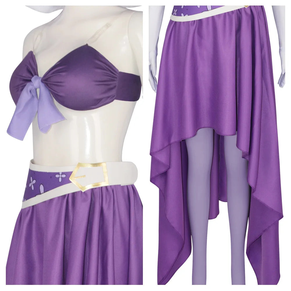 Robin Cosplay 15 Anniversary Purple Nico Robin Dress Cosplay Costume Halloween Christmas Fancy Dress 6PCS With A hat Accessories