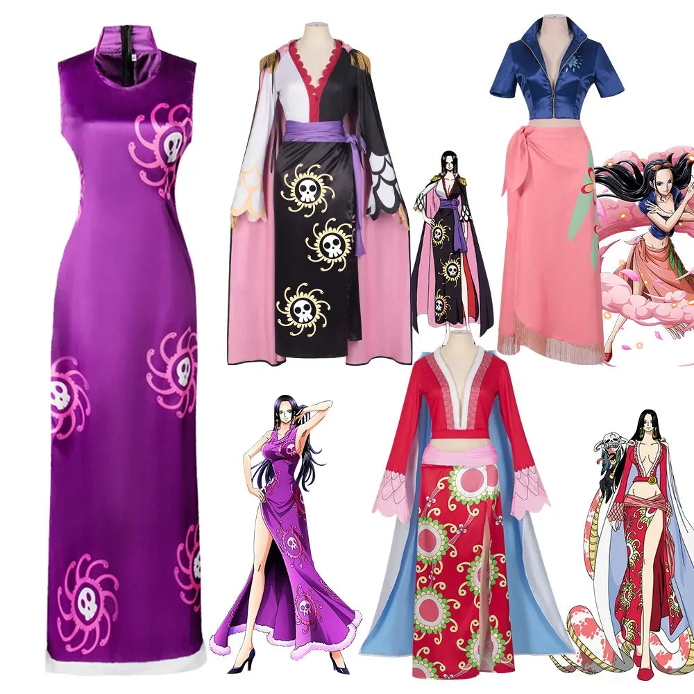 Anime Boa Hancock Cosplay Costumes Sexy Empire Kimono Dress Uniform Robin Cosplay Halloween Costumes for Women Girls