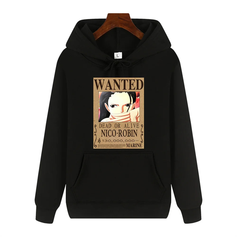 One Piece Nico Robin Wanted Print Autumn/Winter Comfort Thickened men's high quality casual fashion warm street hoodie