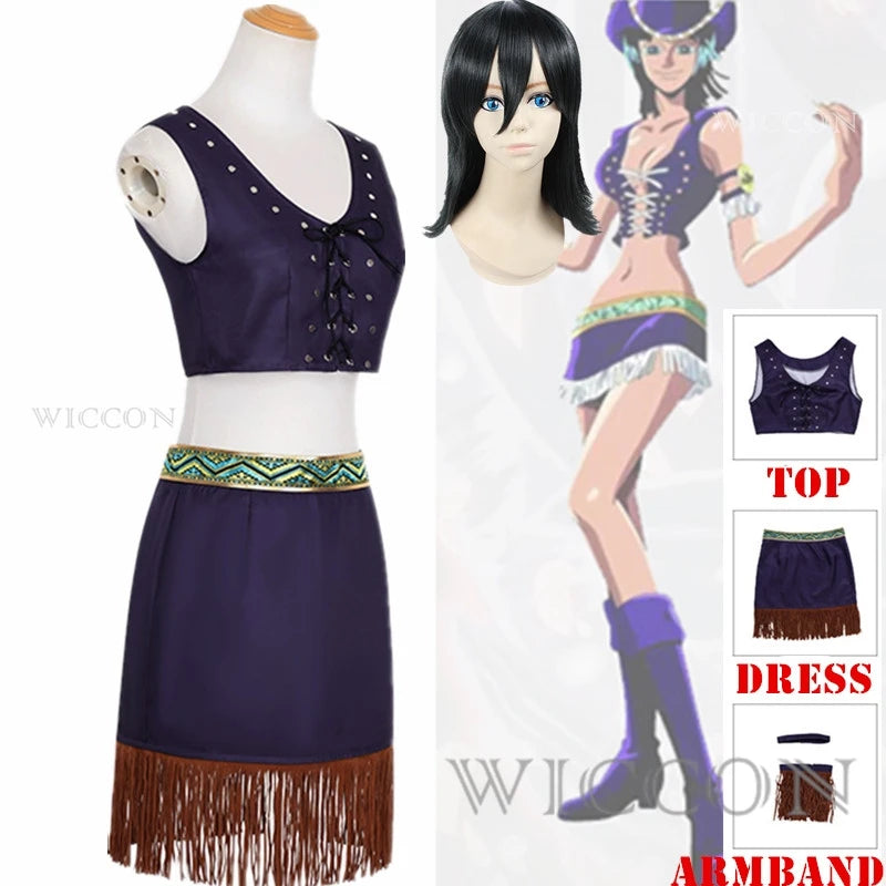 Nico Robin Cosplay Custom Anime Cosplay Costume Dress Outfits Party Wig Suit Costumes For Girl Halloween Carnival Suit