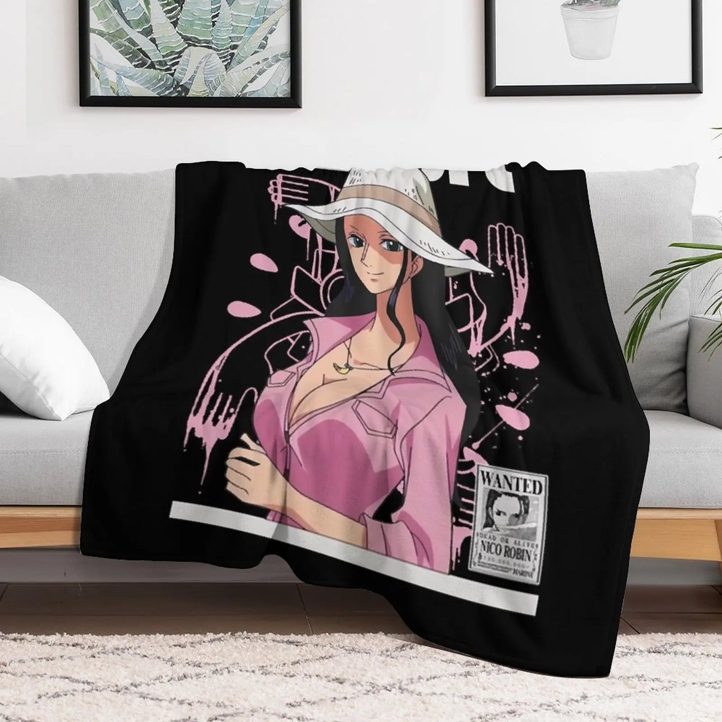 Nico Robin v1 - Tshirt Throw Blanket Soft Big Furrys Beach Blankets