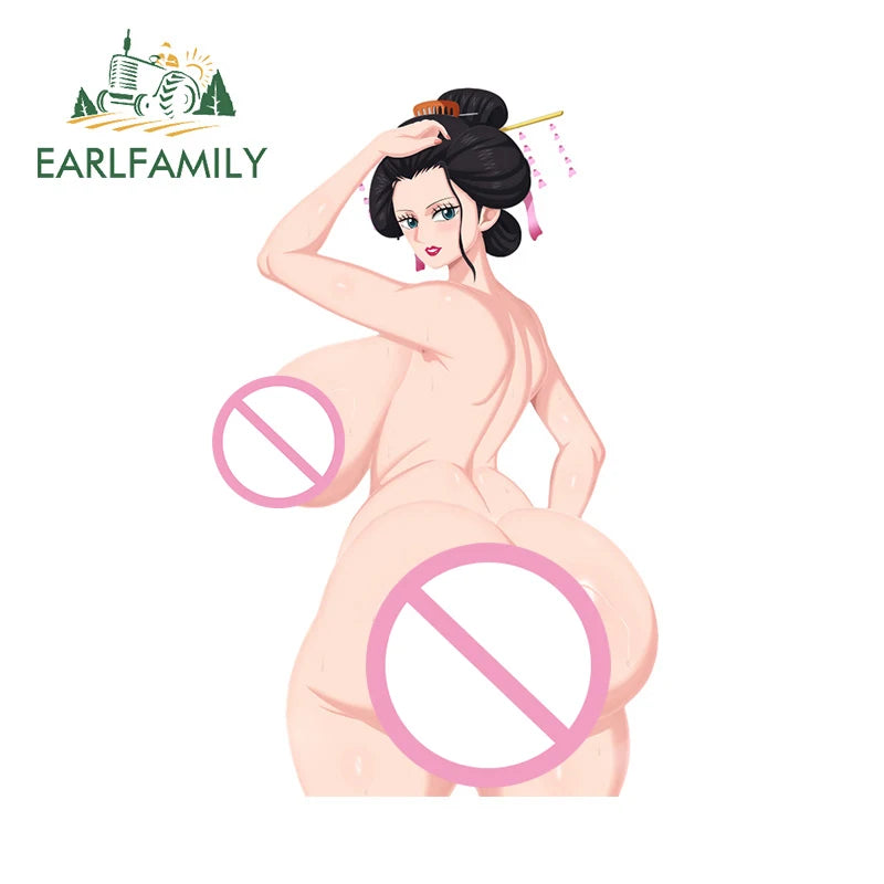 EARLFAMILY 13cm x 6.9cm Nico Robin Big Ass Car Stickers NSFW Ahegao Bikini Beach Ecchi Accessories Hentai Butt Pretty Decal