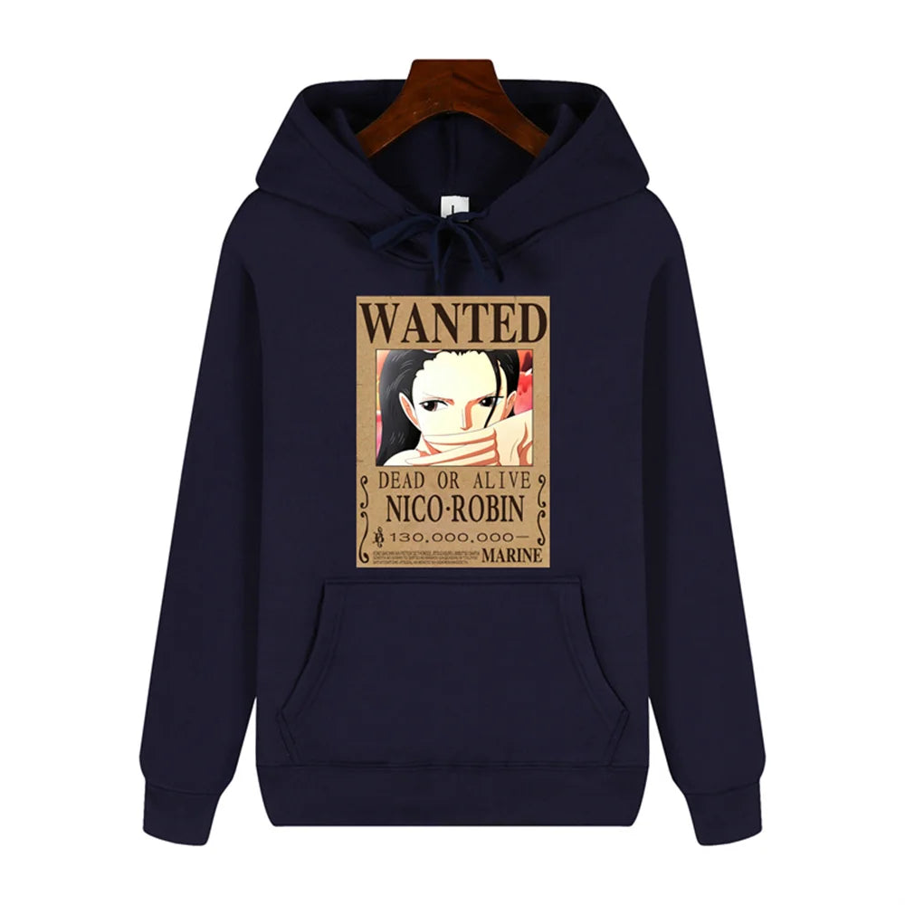 One Piece Nico Robin Wanted Print Autumn/Winter Comfort Thickened men's high quality casual fashion warm street hoodie