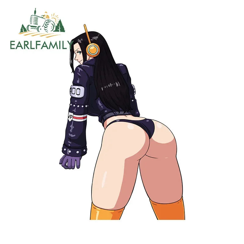 EARLFAMILY 13cm x 6.9cm Nico Robin Big Ass Car Stickers NSFW Ahegao Bikini Beach Ecchi Accessories Hentai Butt Pretty Decal