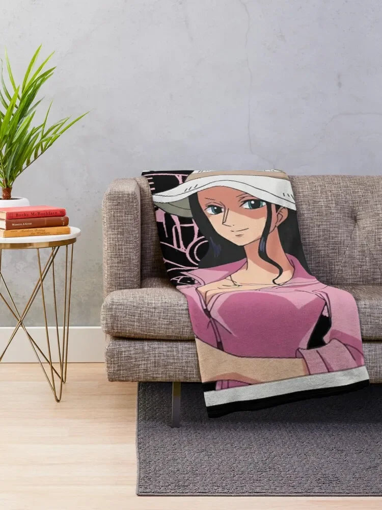 Nico Robin v1 - Tshirt Throw Blanket Retros Softest Soft Plush Plaid anime Blankets