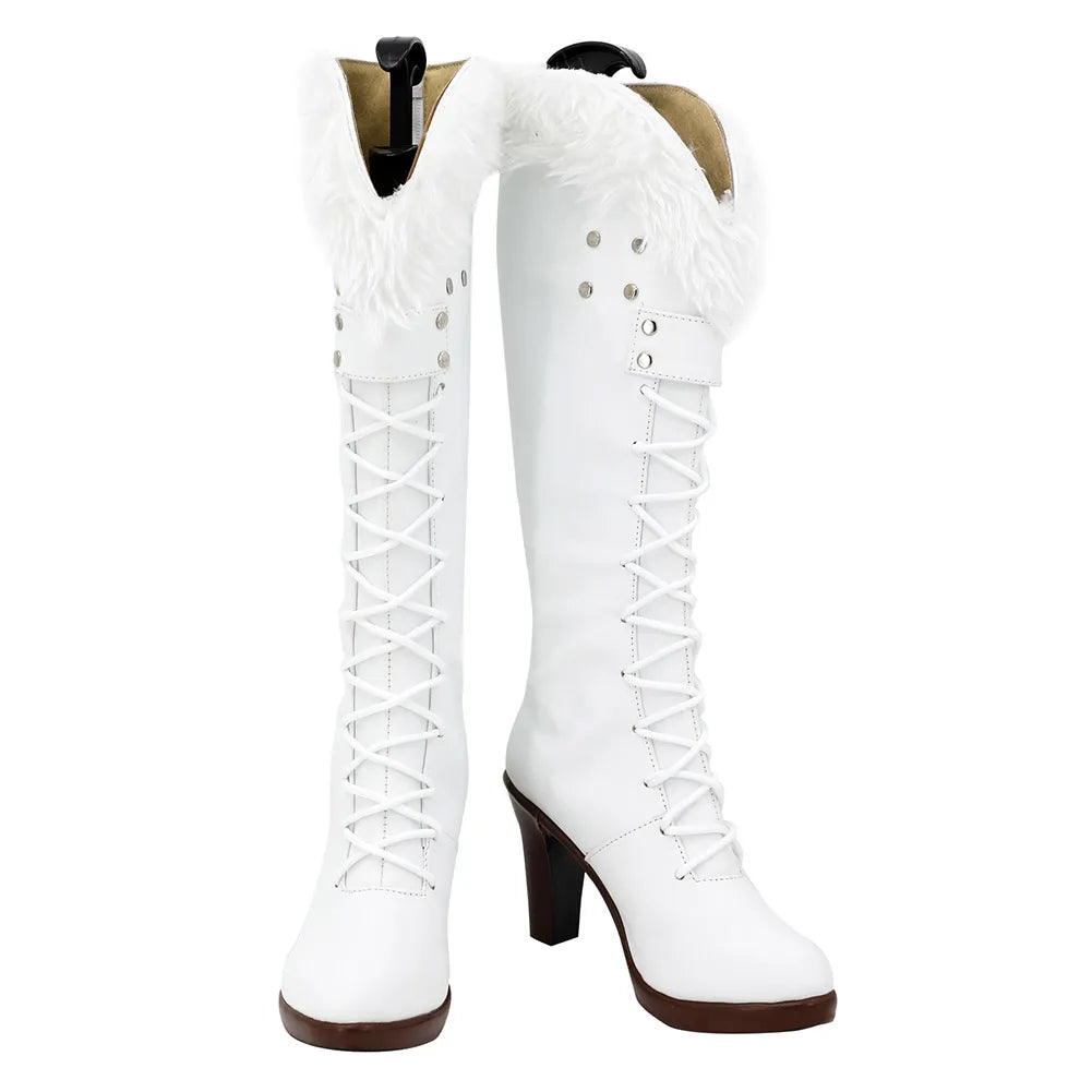 Nico Robin Cosplay Boots – White Leather Long Boots for Halloween & Parties