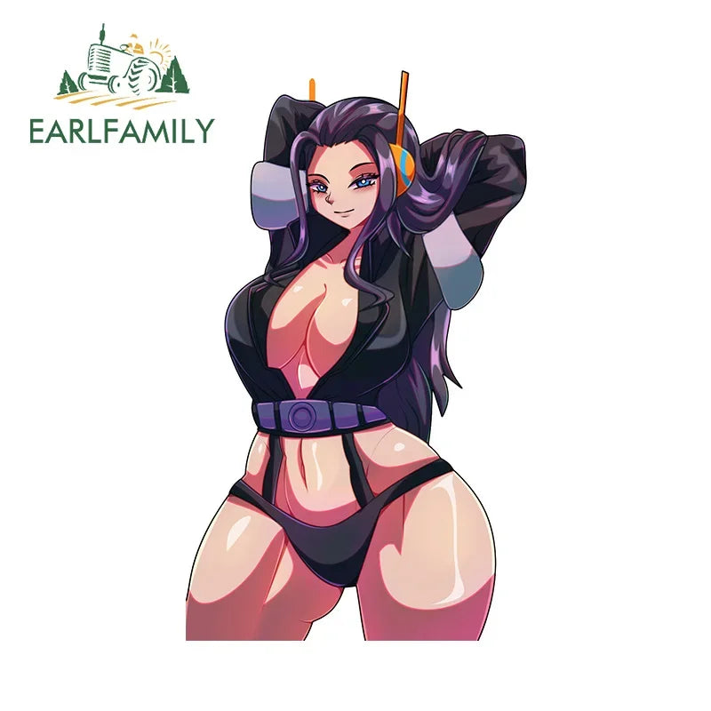 EARLFAMILY 13cm x 6.9cm Nico Robin Big Ass Car Stickers NSFW Ahegao Bikini Beach Ecchi Accessories Hentai Butt Pretty Decal