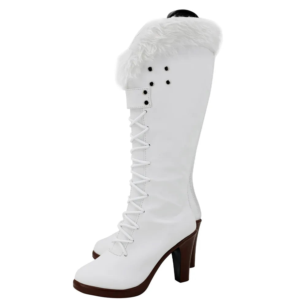 Nico Robin Cosplay Boots – White Leather Long Boots for Halloween & Parties