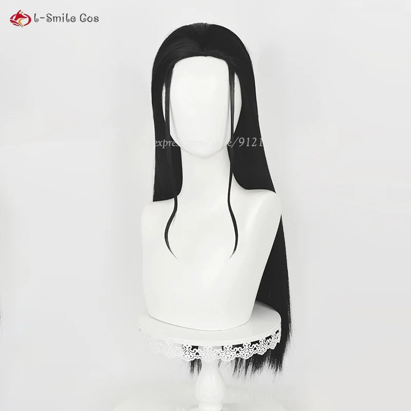 65cm Long Nico Robin Cosplay Black Wig Miss Allsunday Wig Nico Wigs Glasses Heat Resistant Hair Women Party Anime Wigs + Wig Cap