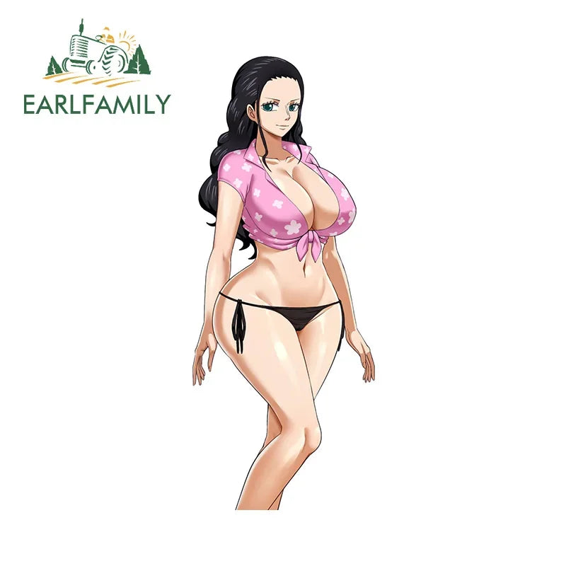 EARLFAMILY 13cm x 6.9cm Nico Robin Big Ass Car Stickers NSFW Ahegao Bikini Beach Ecchi Accessories Hentai Butt Pretty Decal