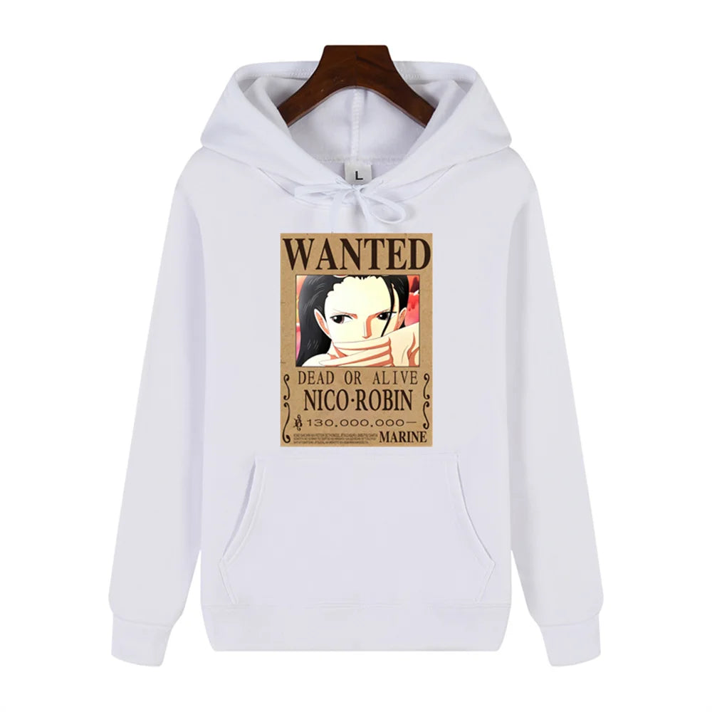 One Piece Nico Robin Wanted Print Autumn/Winter Comfort Thickened men's high quality casual fashion warm street hoodie