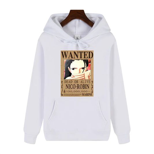 One Piece Nico Robin Wanted Print Autumn/Winter Comfort Thickened men's high quality casual fashion warm street hoodie