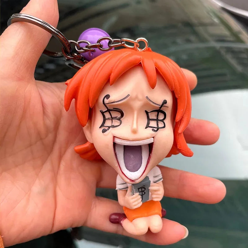 One Piece Anime Figure Keychain Luffy Boa Hancock Nico Robin Cute Doll Bag Pendant Zoro PVC Collectible Car Decoration Gifts