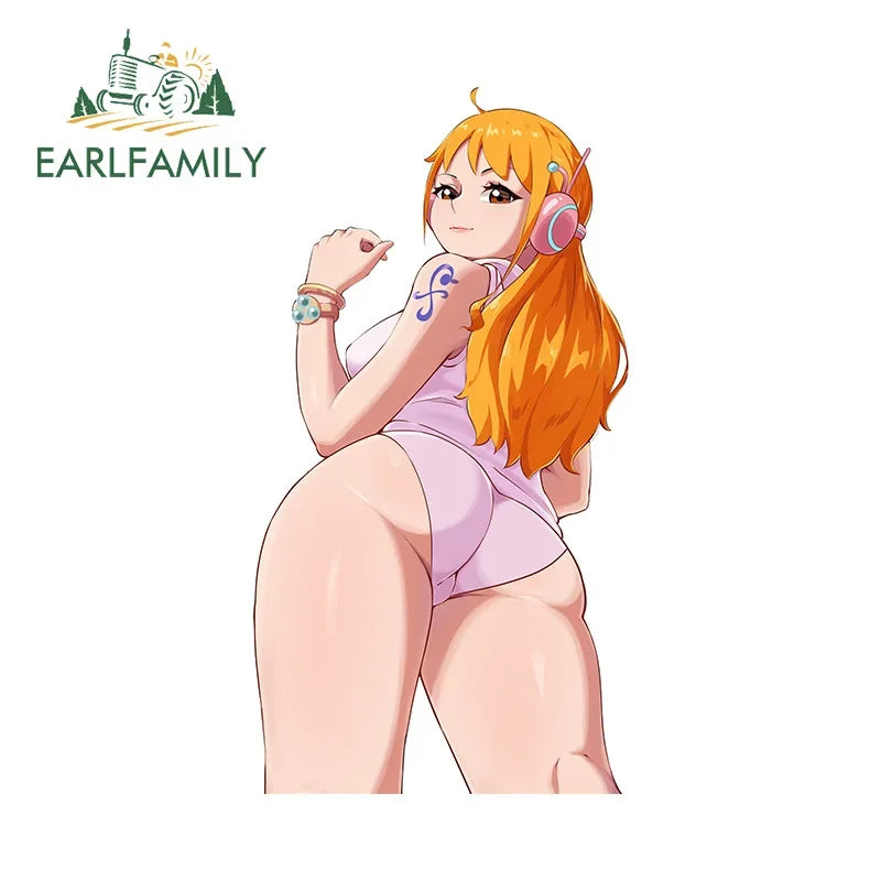 EARLFAMILY 13cm x 6.9cm Nico Robin Big Ass Car Stickers NSFW Ahegao Bikini Beach Ecchi Accessories Hentai Butt Pretty Decal