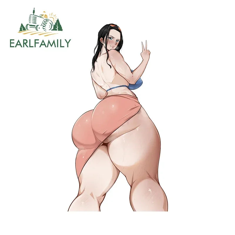 EARLFAMILY 13cm x 6.9cm Nico Robin Big Ass Car Stickers NSFW Ahegao Bikini Beach Ecchi Accessories Hentai Butt Pretty Decal